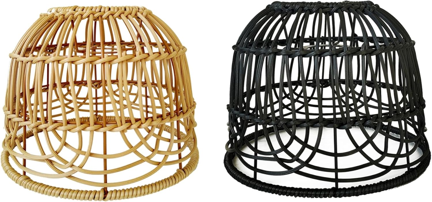 Rattan Pendant Lamp|Light Shades Ceiling Bedroom Rattan Lampshade Elegant Woven Light Shade for Ceiling Pendant Home Decor Black