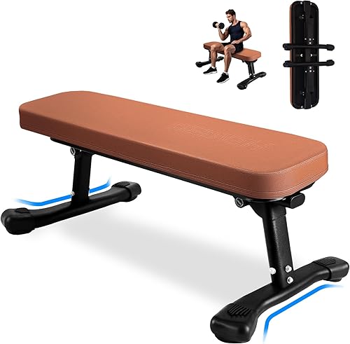 Miniatura 11 de Banco de peso plano, banco de entrenamiento de 660 libras, equipo de ejercicio de prensa de banco para gimnasio en casa, entrenamiento de fuerza con