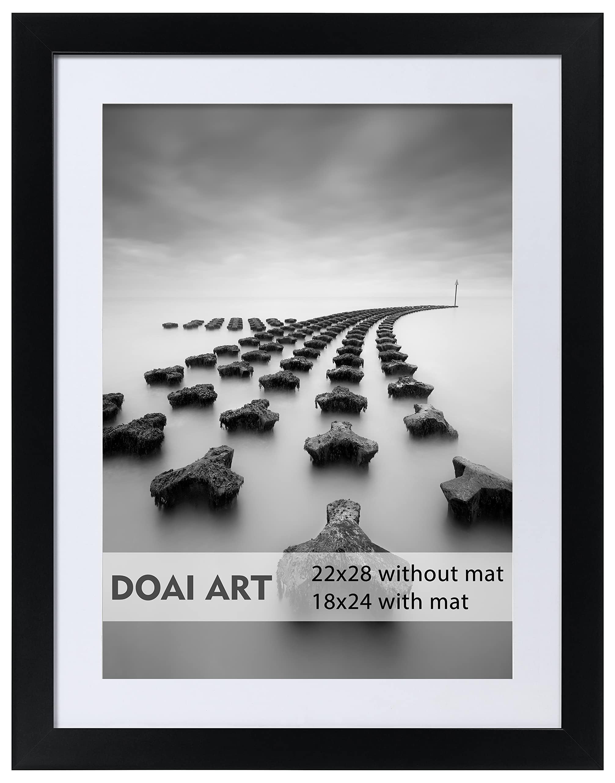 DOAI ART 22 x 28 Black Poster Frame, 18 x 24 with Mat
