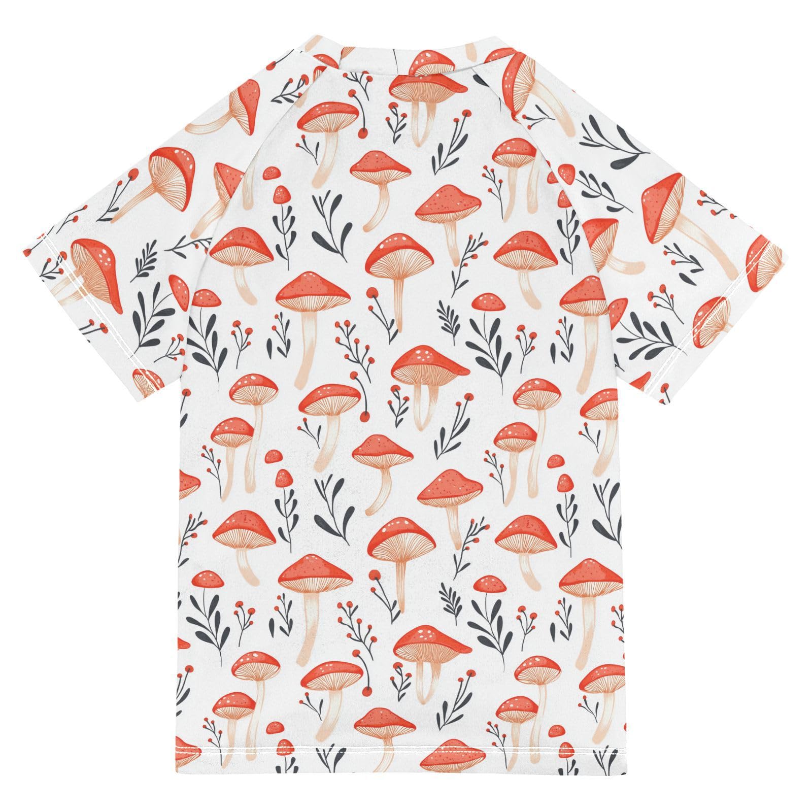 Little Girls Bathing Suitt Short Sleeve Rash Guard Swimsuit 3T Red Mushrooms Coprinellus Micaceus