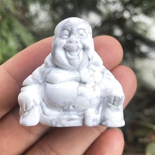 Vista 15 de Estatua de Buda feliz de Maitreya de piedra tallada a mano, escultura de bolsillo de cristal curativo, decoración de 1.5 pulgadas de alto