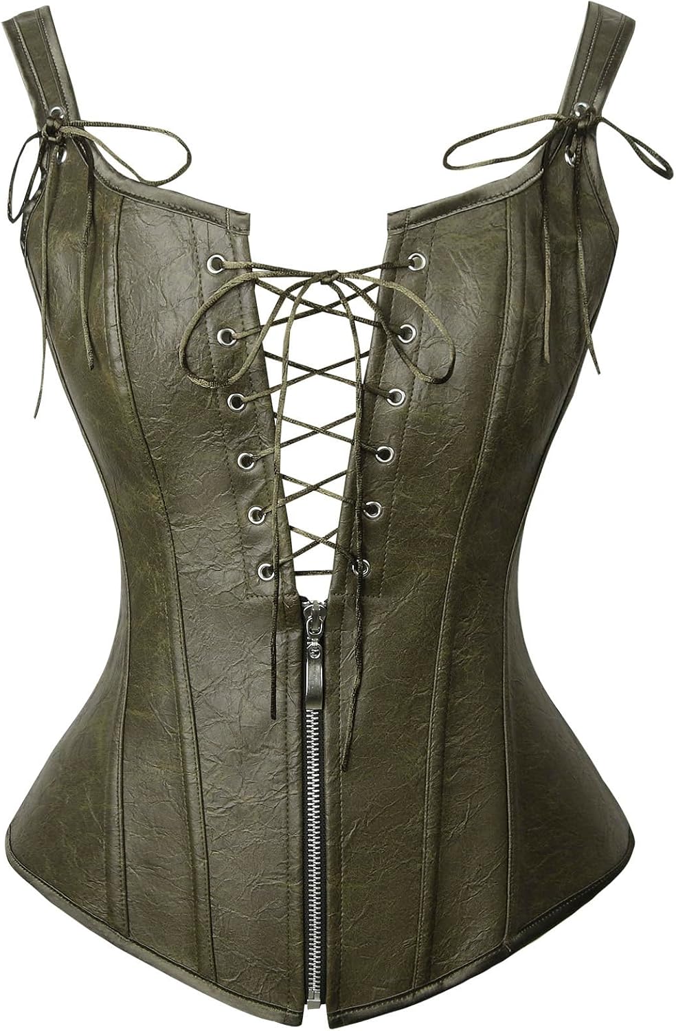Charmian Women's Renaissance Lace Up Vintage Boned Bustier Corset with Garters
