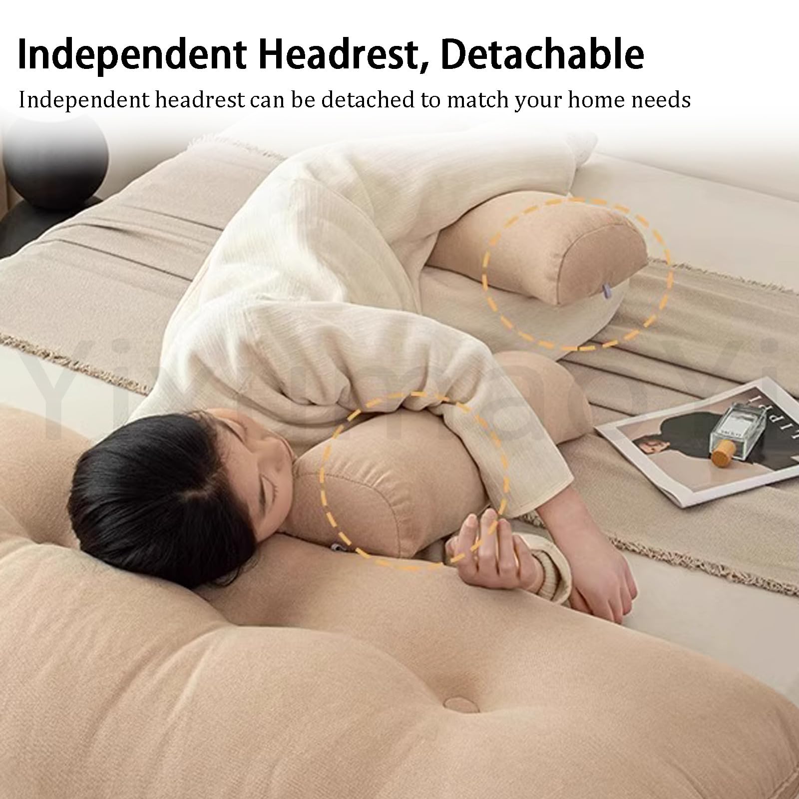 Genérico Respaldo Cama Cojines con Cojín Cervical Extraíble, CojíN CuñA Triangular, Almohada de Lectura de Cabecera, Respaldo Cabecero Desmontable,B-80x20x50cm