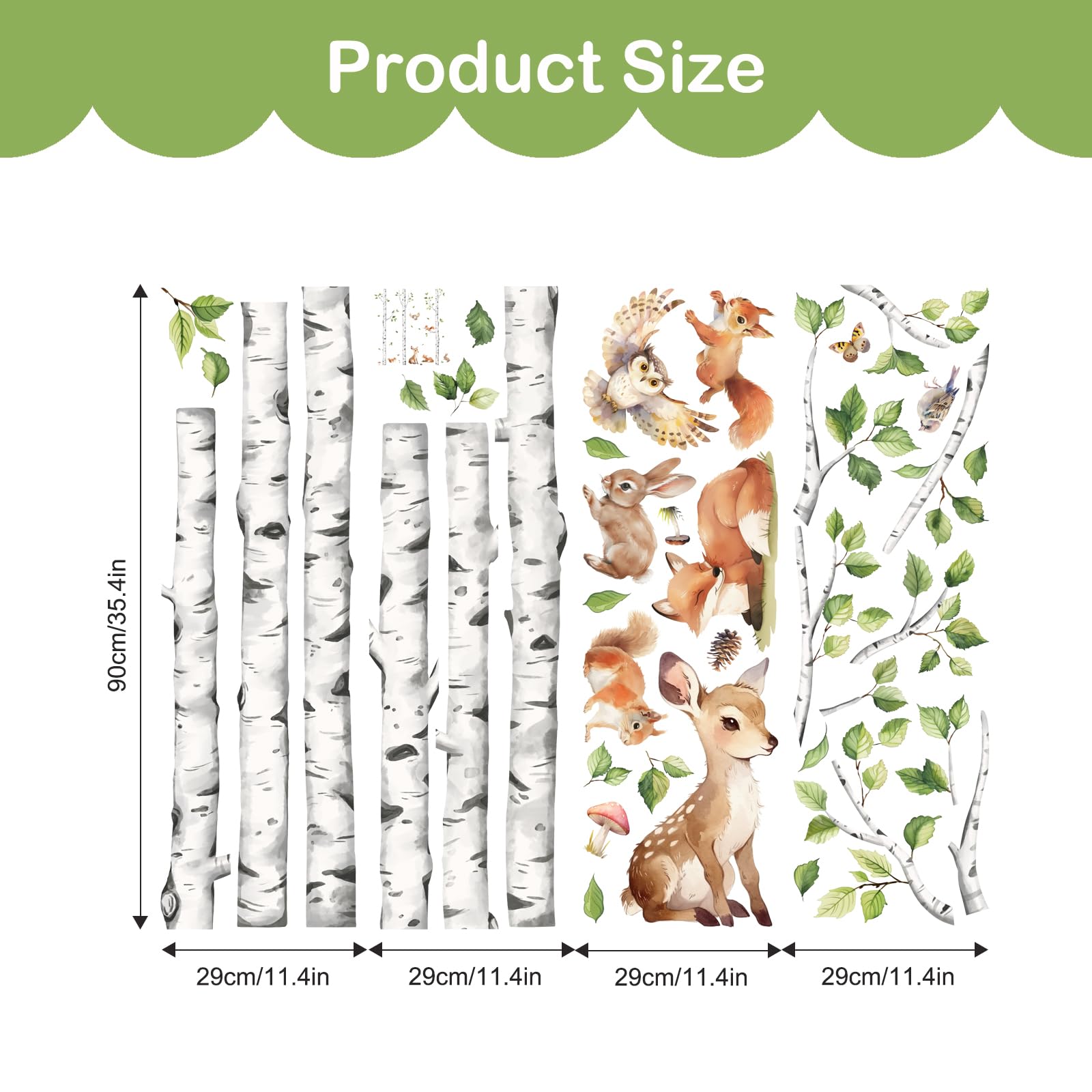 Tanlaby Grote witte berkenboom muurstickers bosdieren muurstickers bos bomen muurstickers herten vos sticker kunst decor voor baby kinderkamer jongens kinderen peuter slaapkamer speelkamer klaslokaal