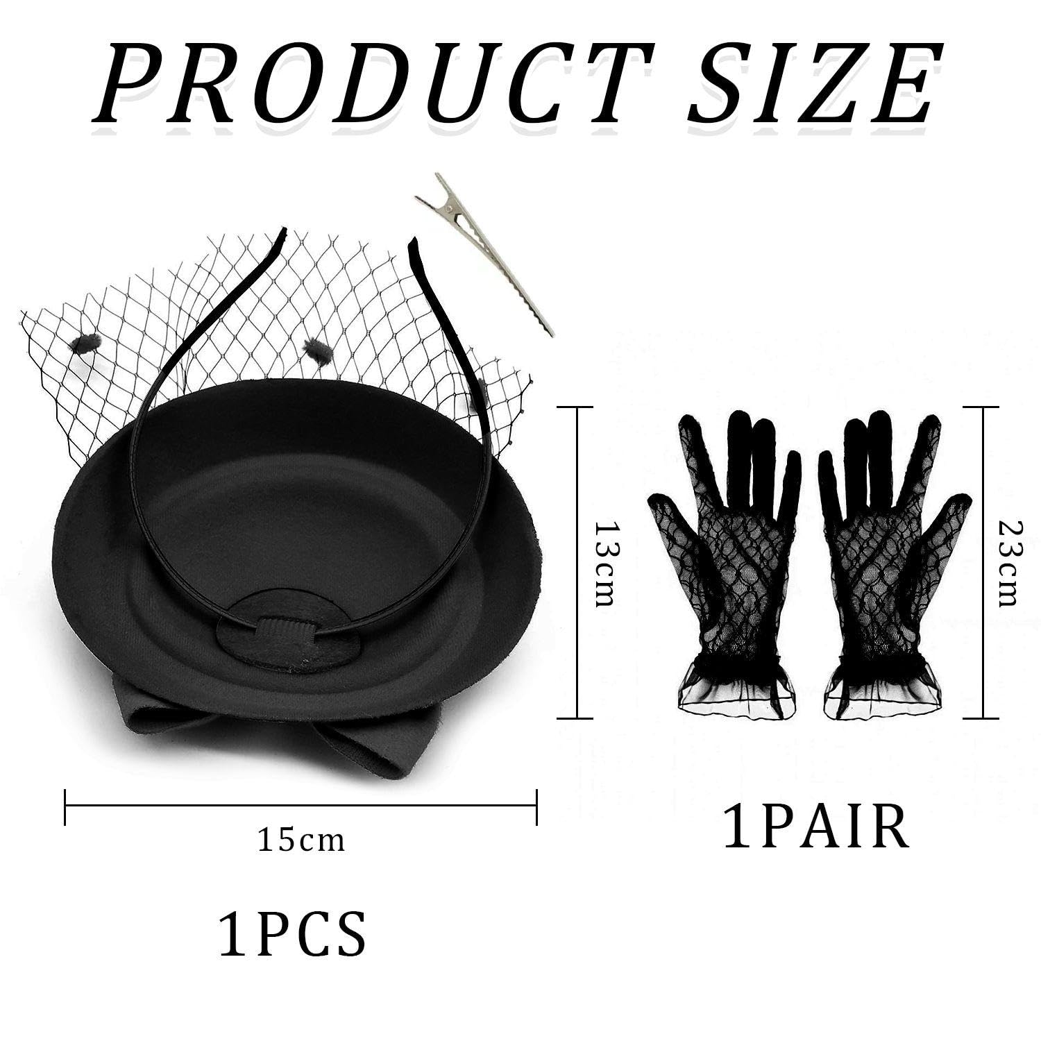1 Piece Of Retro Hair Accessories And 1 Pair Of Lace Gloves, Ele And Simple Hair Accessories, Clothing Accessories - Image 2