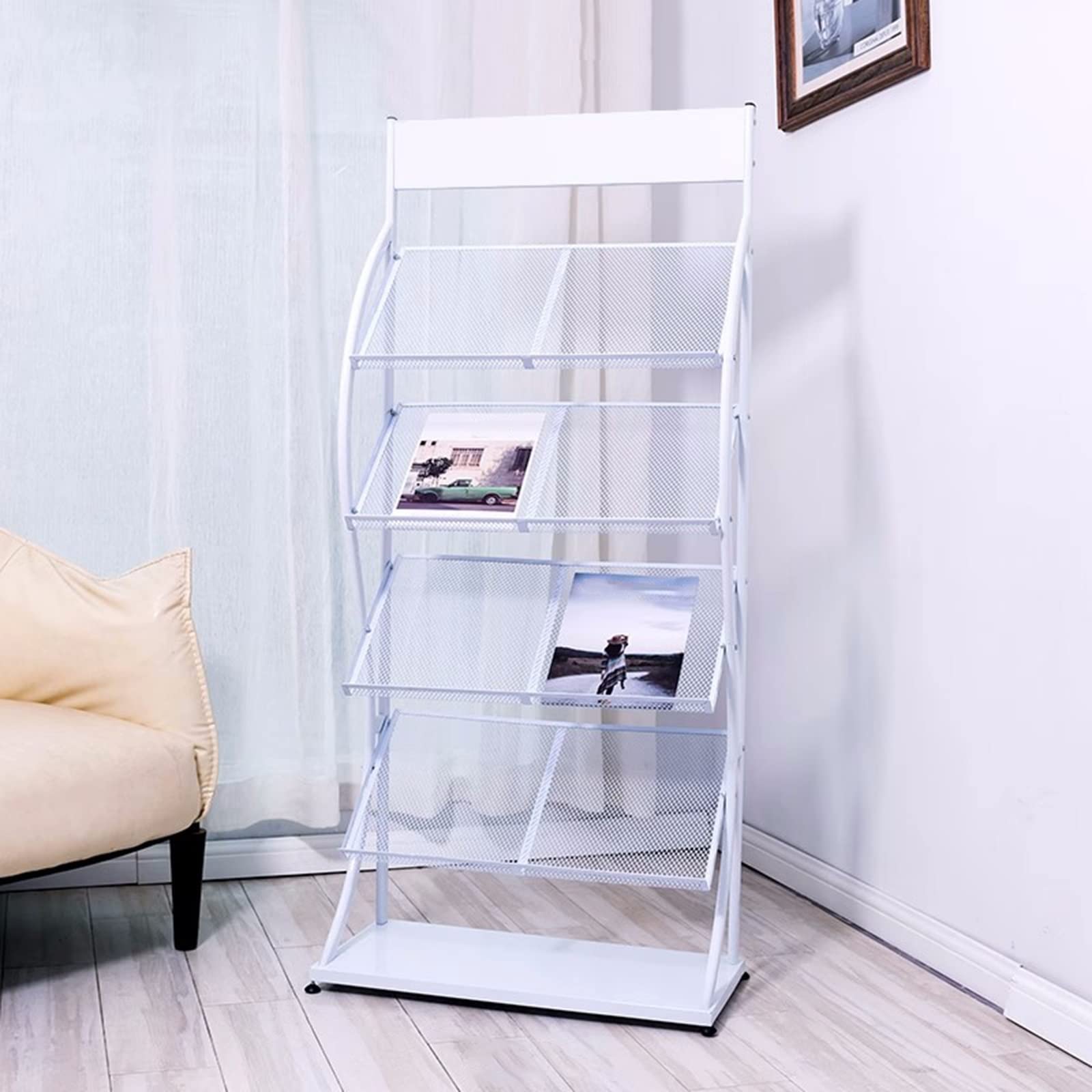 Jkjzsalj Floor Standing Magazine Rack,Large Commercial Brochure Rack,Free Standing Lobby Information Rack For Retail Store/Trade Show