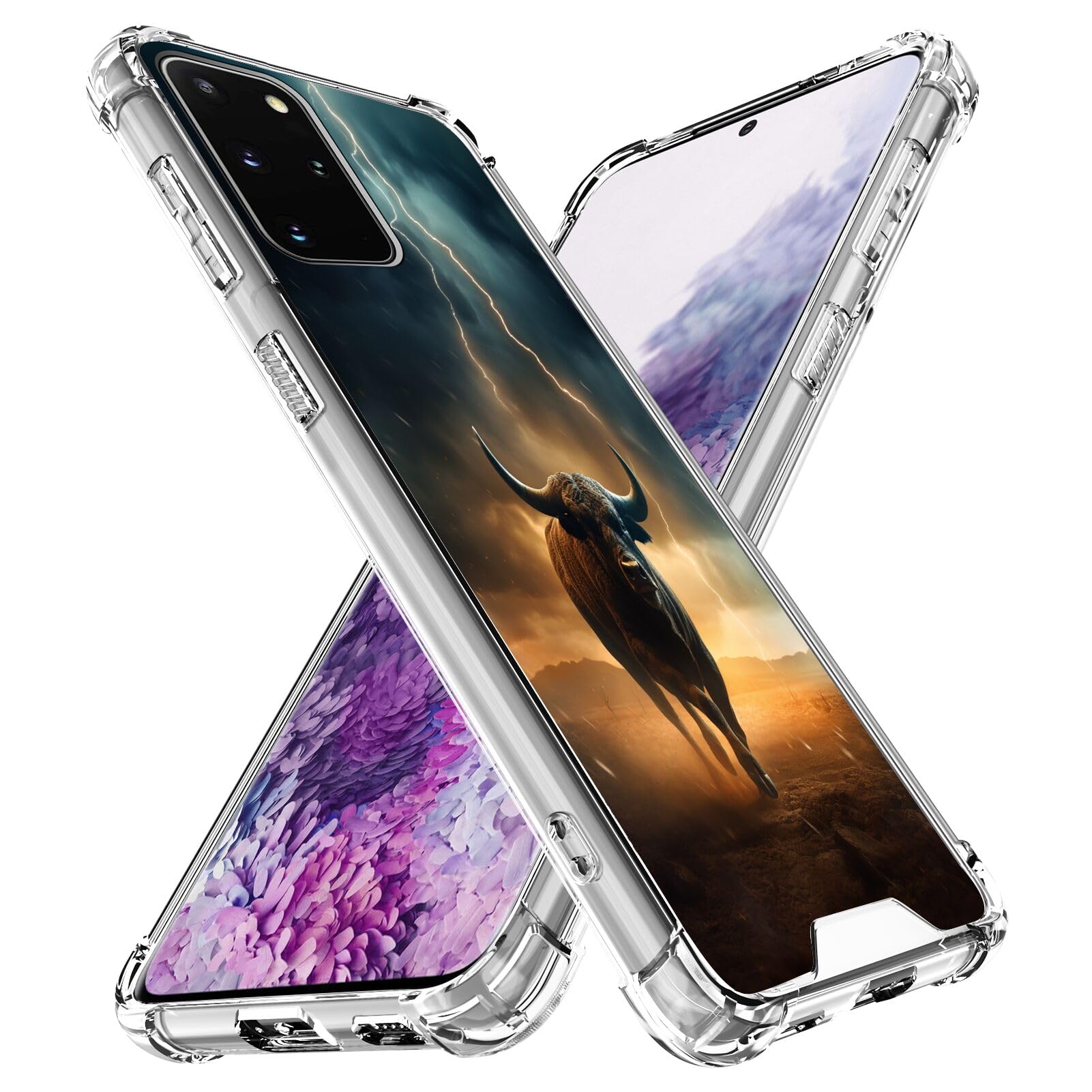 Clear Case for Samsung Galaxy S20+ with Taurus Designer Art073 Pattern Slim Transparent TPU Four Corners Reinforced Protection Shockproof Scratch-Resistant