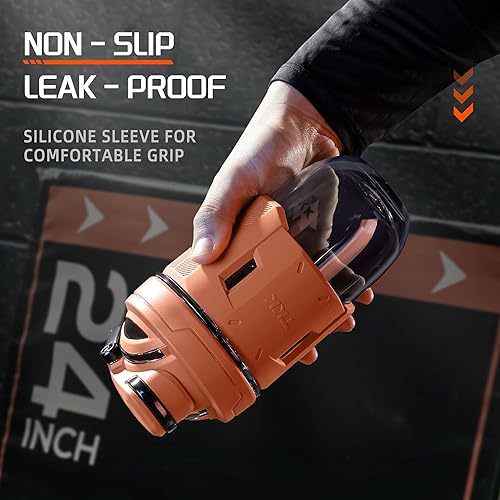 Miniatura 4 de TKK Blender Shaker Bottle 24 onzas con bola mezcladora de plástico para proteínas antes y después del entrenamiento, vaso mezclador de bebidas de