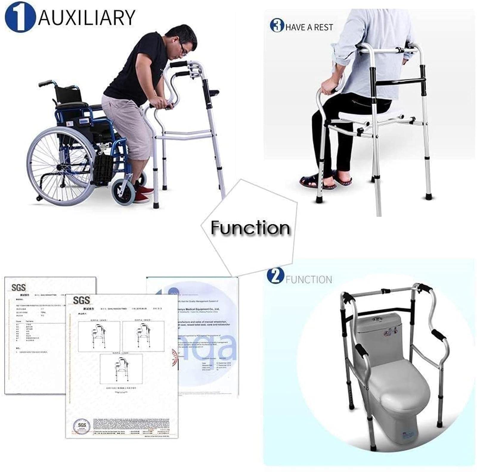 Rollator Walker Rama do chodzenia Standardowy chodzik Rollator Chodzik dla osób starszych Chodzik po schodach Lekki aluminium Regulowany Mobilność Tęsknota za Comfortable anniversary