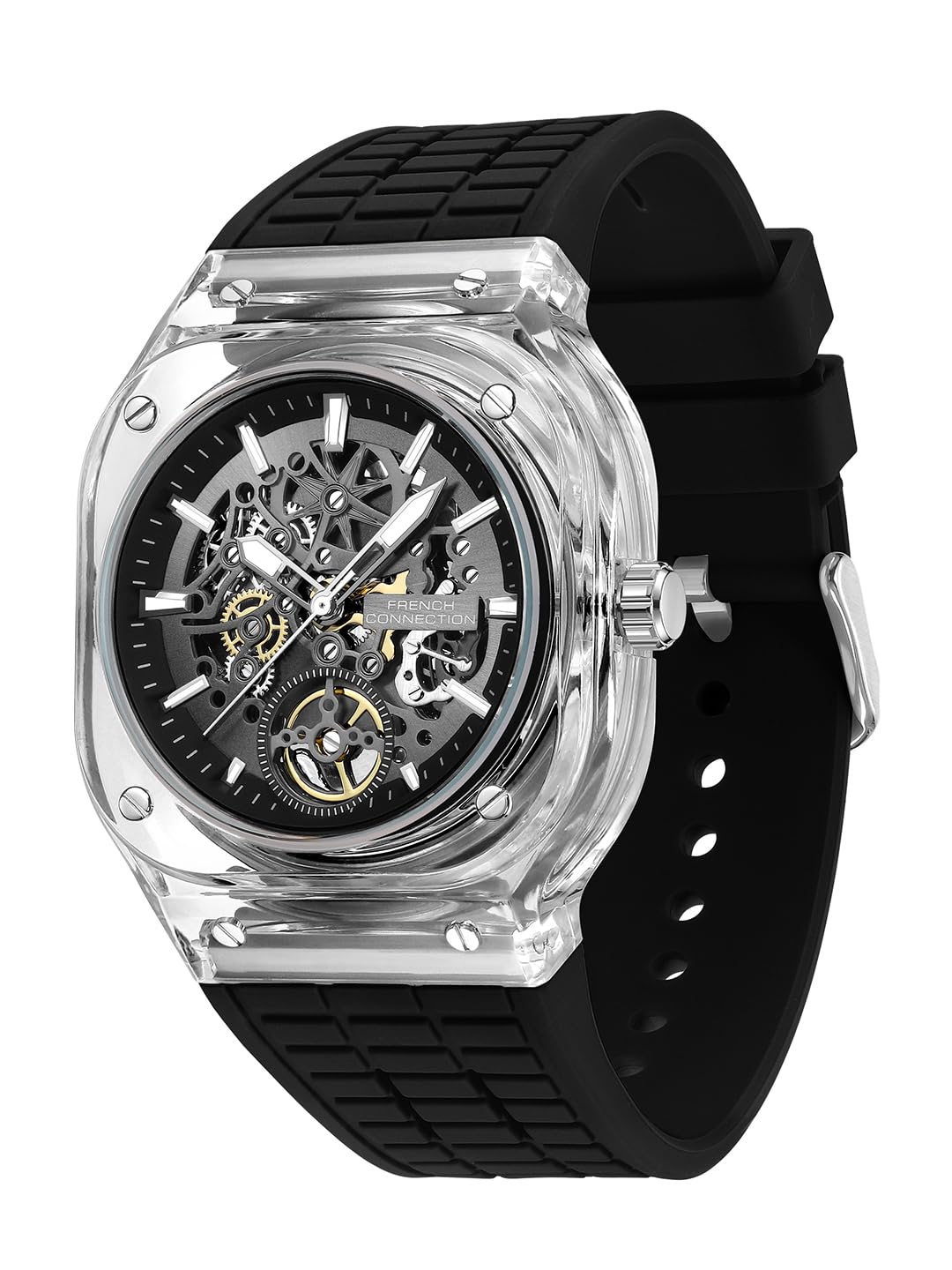 french connection | Skeleton Dial | Transparent Acrylic Case | Silicone Strap | Quartz Watch for Men - FCG01-picture-12