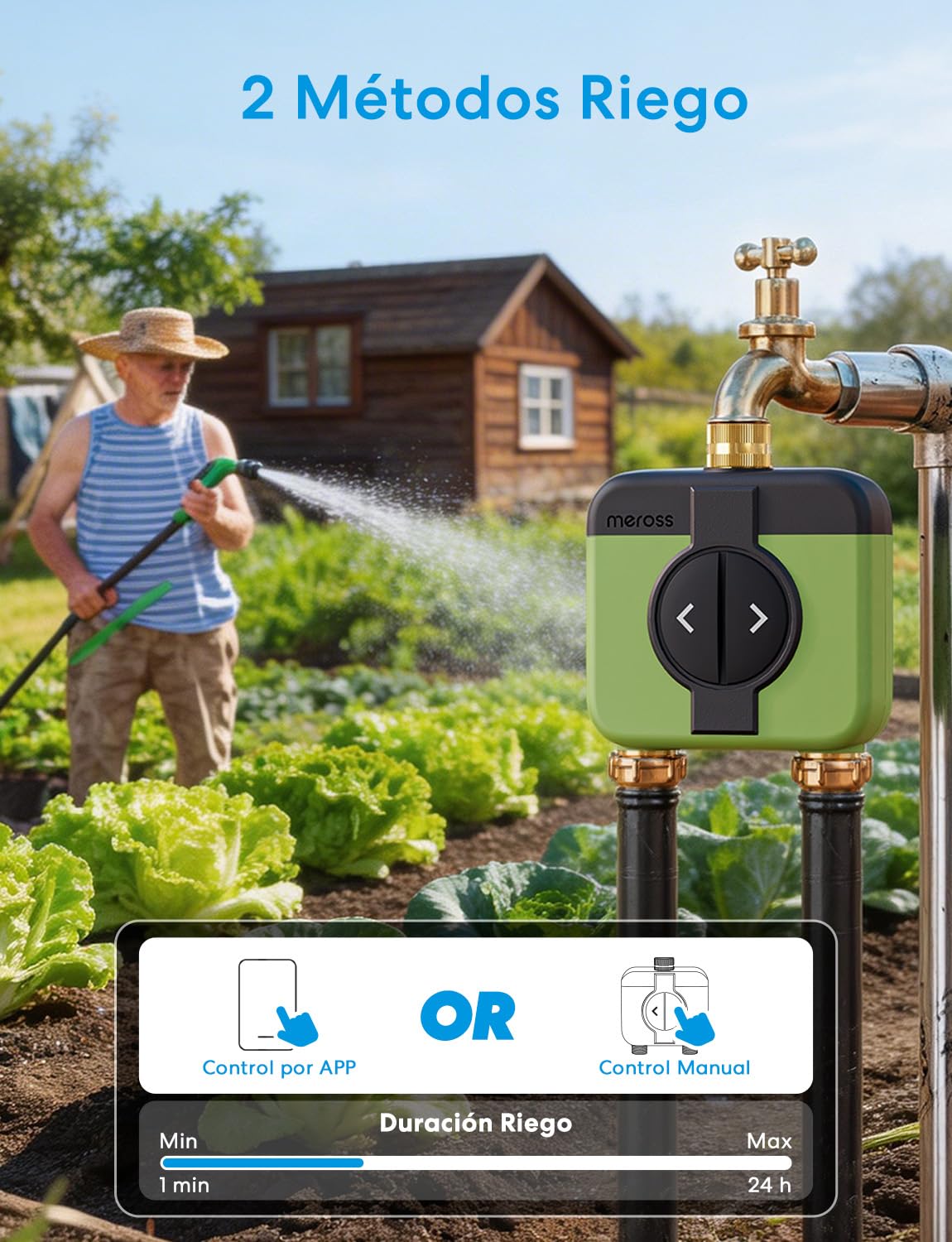 Meross Programador Riego WiFi 2 Salidas MST200 | Hub MSH450/MSH400 Requerido | Riego Automatico & Retraso Lluvia | Contador Agua y Control Remoto Exterior | Compatible con HomeKit, Alexa y Google Home