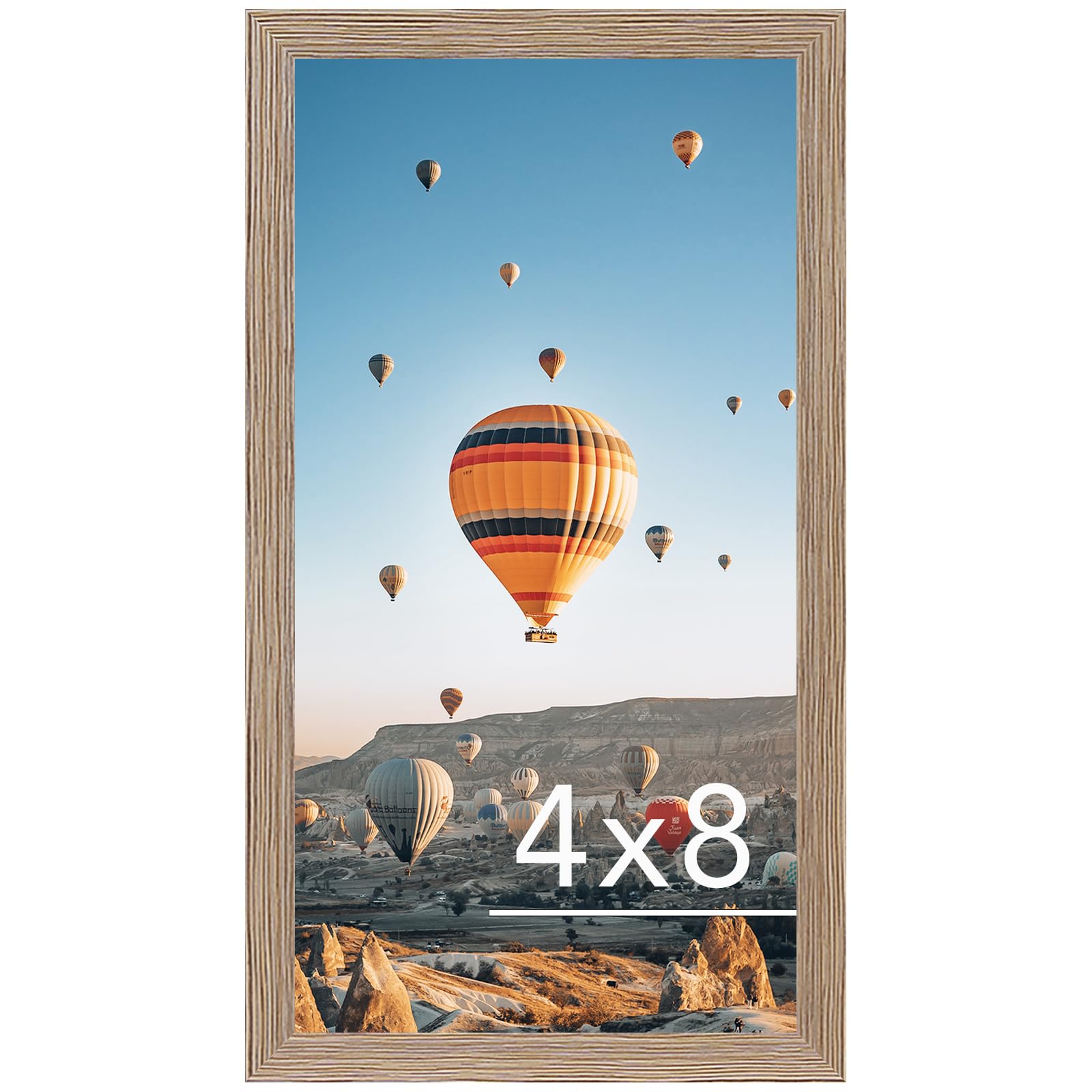 JCJMY 4x8 Picture Frame Rustic Brown for Wall Hanging or Tabletop, Wall Mounting Horizontally or Vertically, 4 x 8 Wall Gallery Poster Photo Frame with Shatter Resistant Plexiglass, Rustic Brown