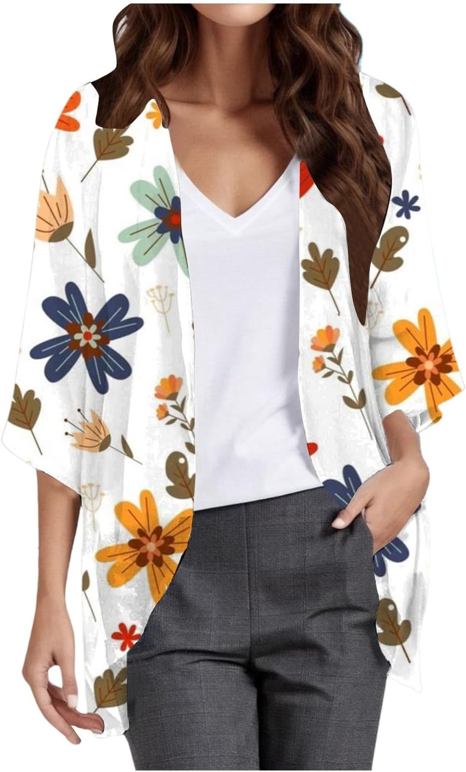 Women's Casual Fashion Print Lightweight and Comfortable Beach Vacation Chiffon Extra Long Cardigans for Women