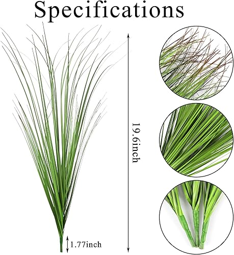 Miniatura 2 de FOIMAS 12 plantas de césped artificial, 19.68 pulgadas, arbustos sintéticos, tallos verdes de trigo para decoración del hogar en interiores y