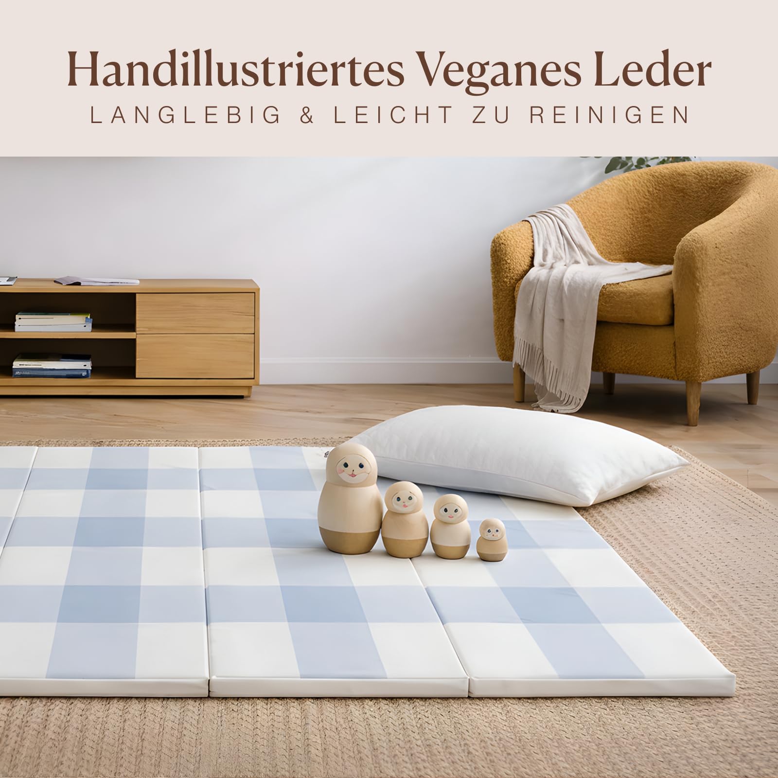 Toddlekind Tumbling-Matte – dicke Spielmatte Baby 1022 x 183 cm – faltbare Baby Bodenmatte aus Memory-Schaum, veganes Leder, gepolstert, abwischbar & tragbar