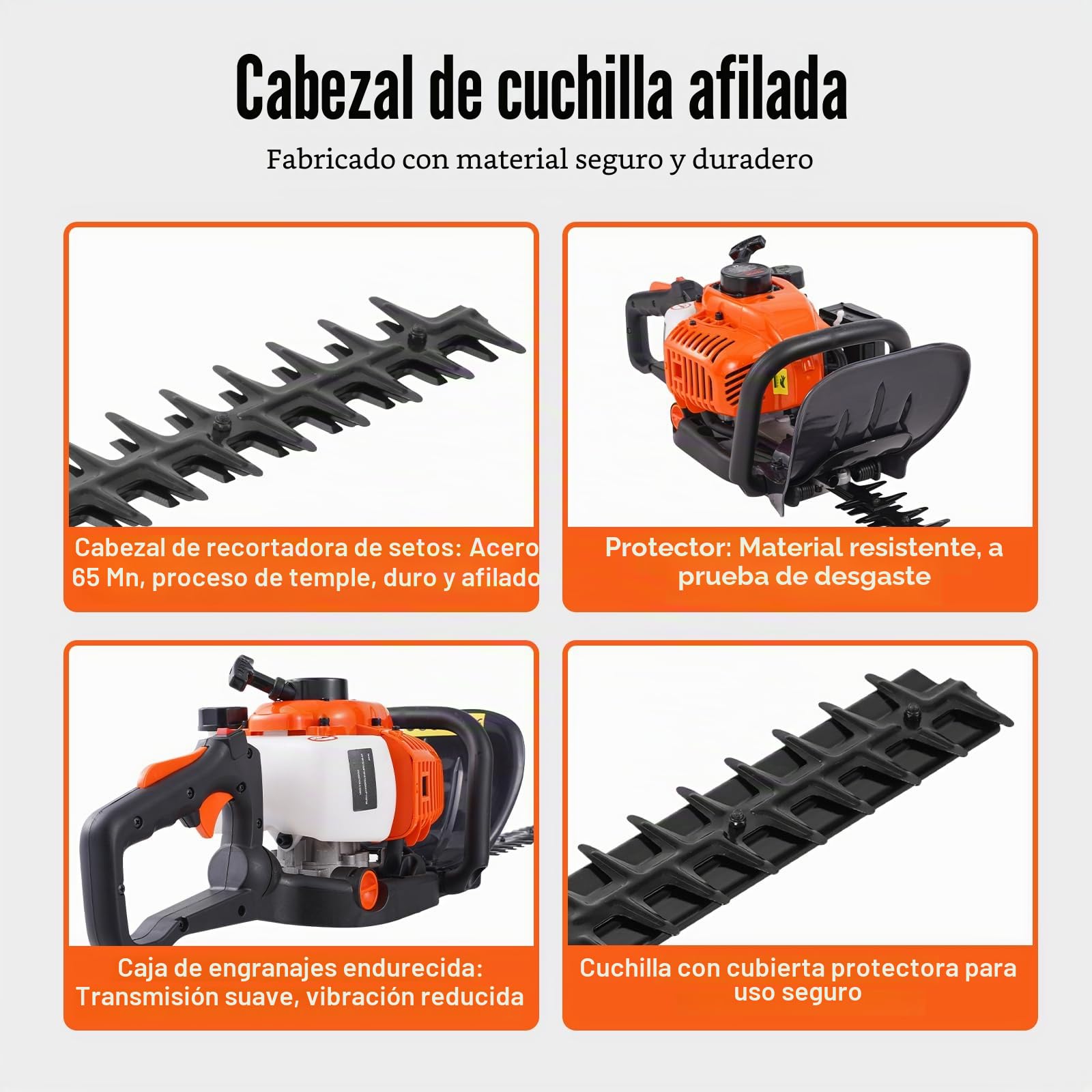 VEVOR Cortasetos de Gasolina Tanque de 0,54 L Cortasetos de Gasolina 26CC 2 Tiempos con Pértiga y Cuchilla Cabezal de Corte Ajustable a 180° Adecuado para Podar Arbustos Bajos, Ramas Bajas