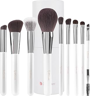 DUcare Makeup Brushes, Set of 9, White Ball, Makeup Brush, Eye Shadow Brush, Face Brush, Plenty of Carefully Selected Fine Bristles, Holder Case Included, Portable, Makeup Tool, Gift