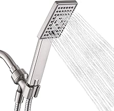 BRIGHT SHOWERS High Pressure Handheld Shower Head Set, High Flow Hand Held Showerhead with 60" Long Stainless Steel Hose and Adjustable Wall Bracket, 3 Spray Setting Shower Wand, Brushed Nickel