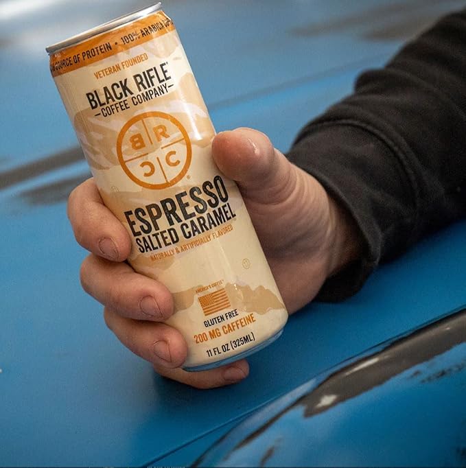 Combining American convenience with bold flavor, Black Rifle Coffee RTD is the ultimate solution for those seeking a quick and hassle-free single-serve coffee fix. Made with premium Brazilian and Colombian coffee beans, each can offers a refreshingly bold and distinct flavor profile. Whether you're a fan of dark roasts or prefer a lighter brew, there's an option to suit every taste. As a Veteran-owned company, Black Rifle Coffee is proud to support America and its service members. With every purchase, a portion of the proceeds goes towards assisting veterans, first responders, and law enforcement officers. Kickstart your day with a delightful cup of Black Rifle Coffee and join us in making a positive impact on the lives of those who serve.