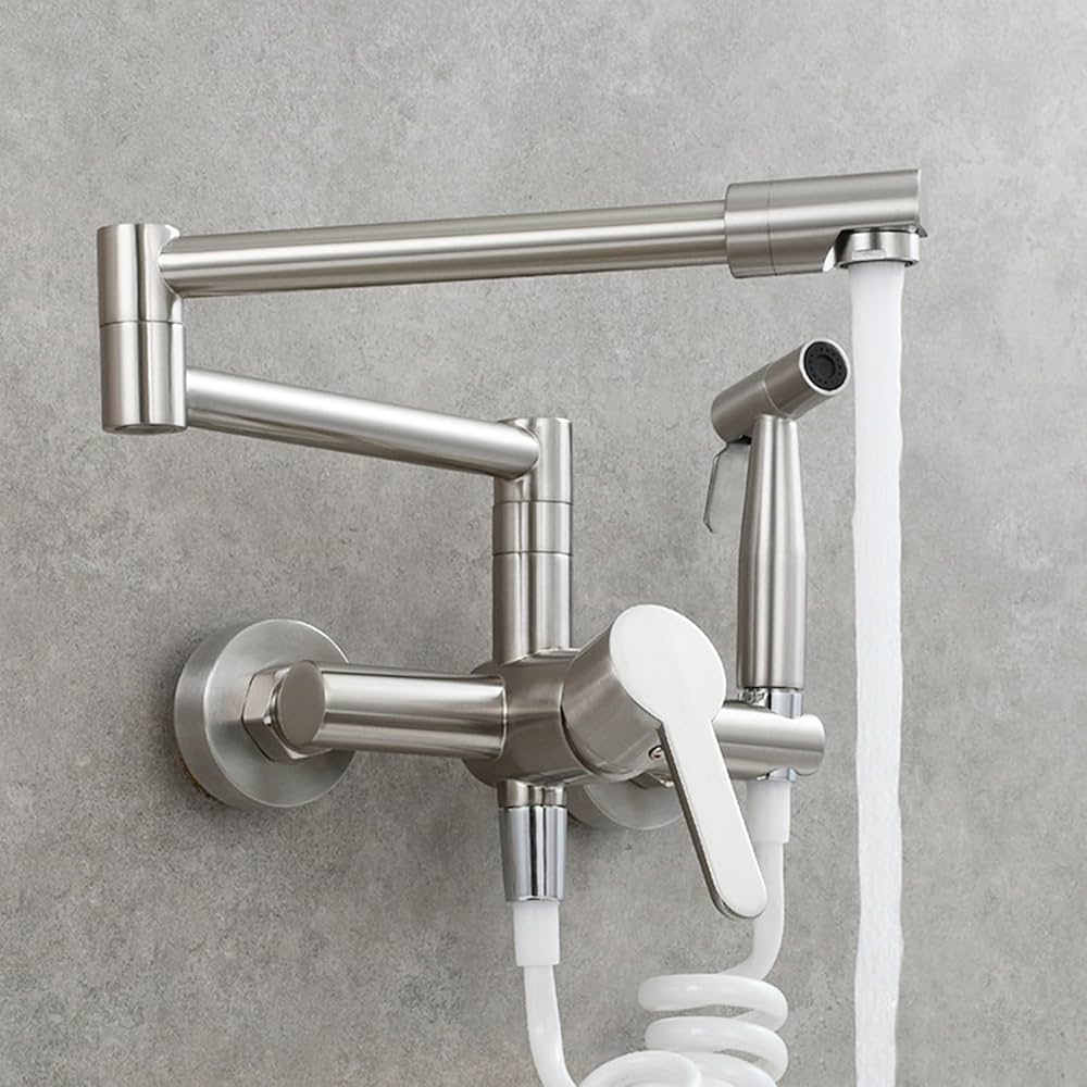 業務用 シンク用 蛇口 プリンススプレー付き 壁取り付けタイプ 30cm