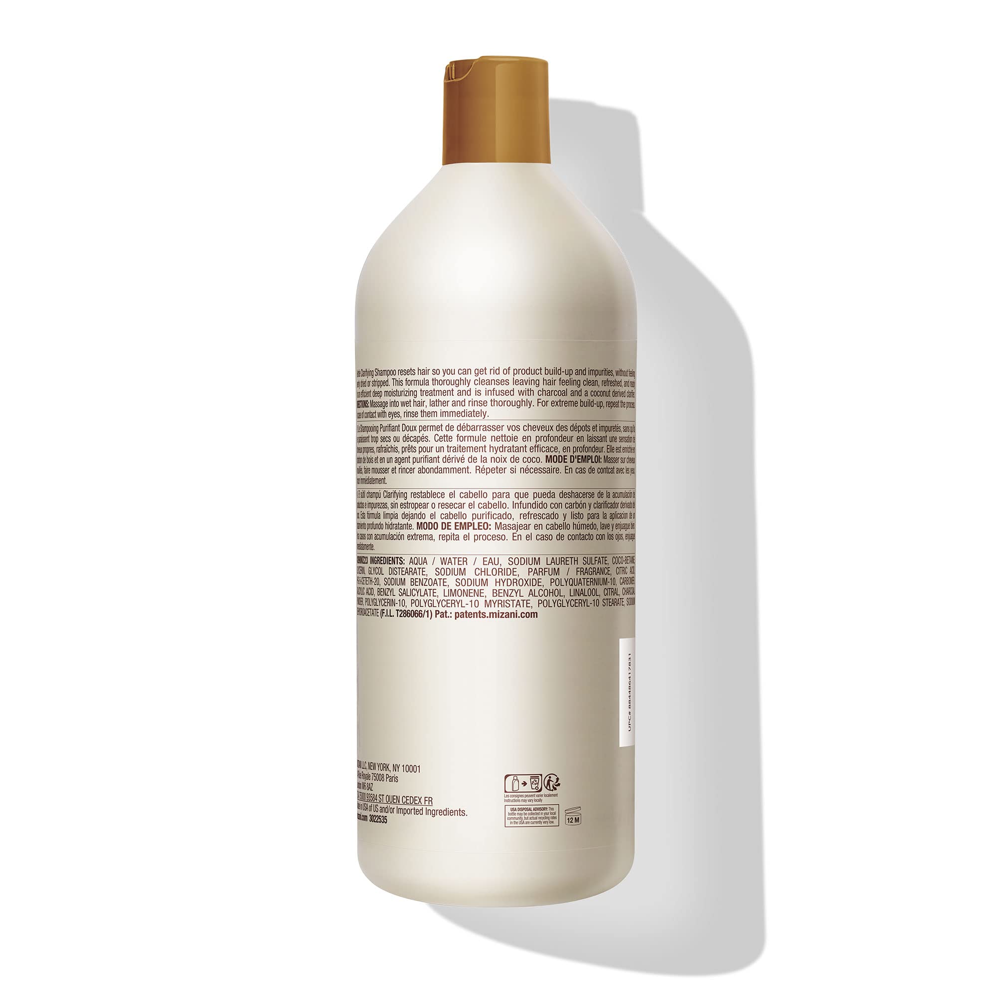 Mizani Moisture Fusion Gentle Clarifying Shampoo - Cleanses Hair to Remove Buildup, With Charcoal, For Curly Hair