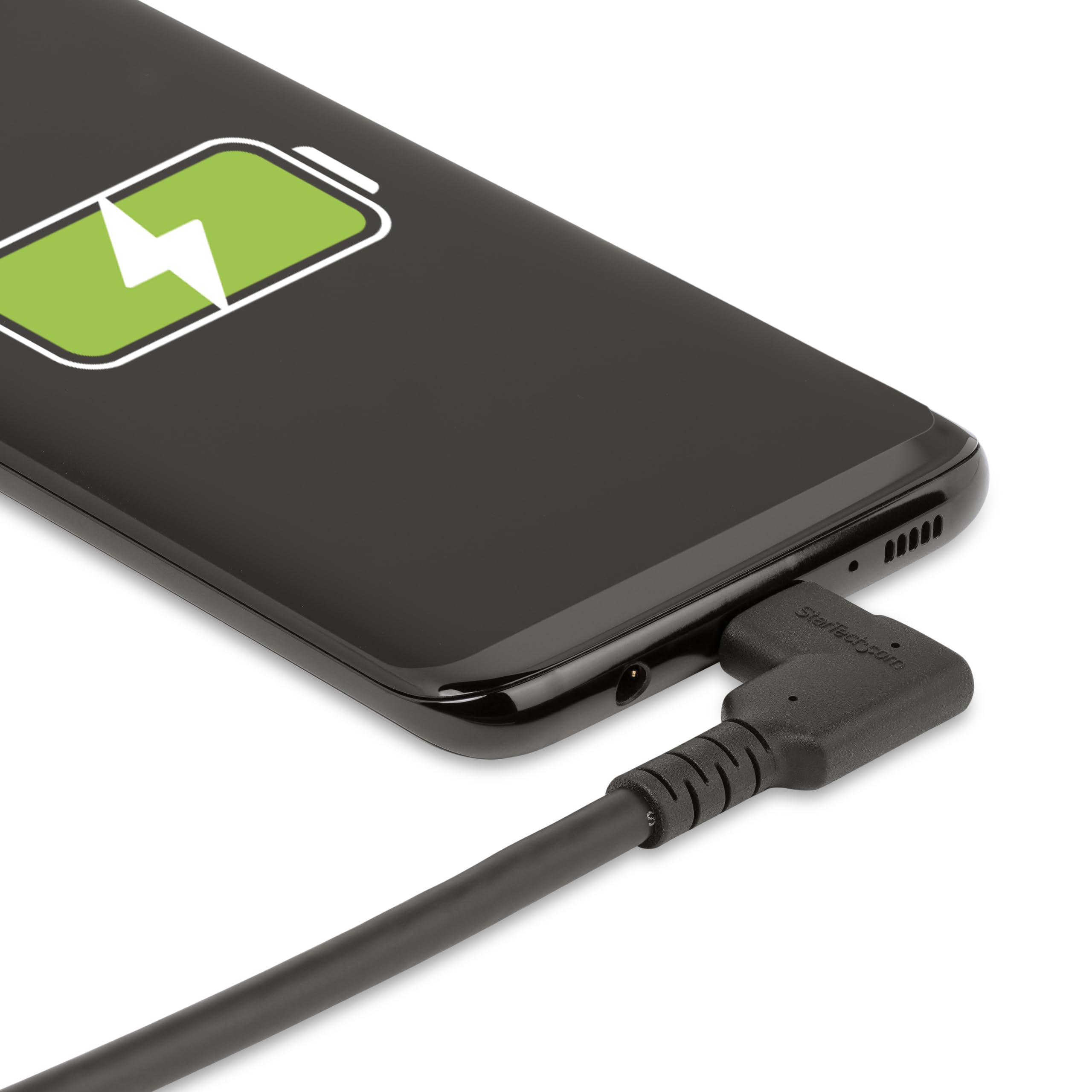 StarTech 2m USB-C Kabel, Rechtwinklig, 5Gbps, 100W PD, 4K 60Hz, Schwarz | DP Alt-Modus, Thunderbolt-kompatibel, Aramidfaser verstärkt, E-Marker, für Dockingstation, robust