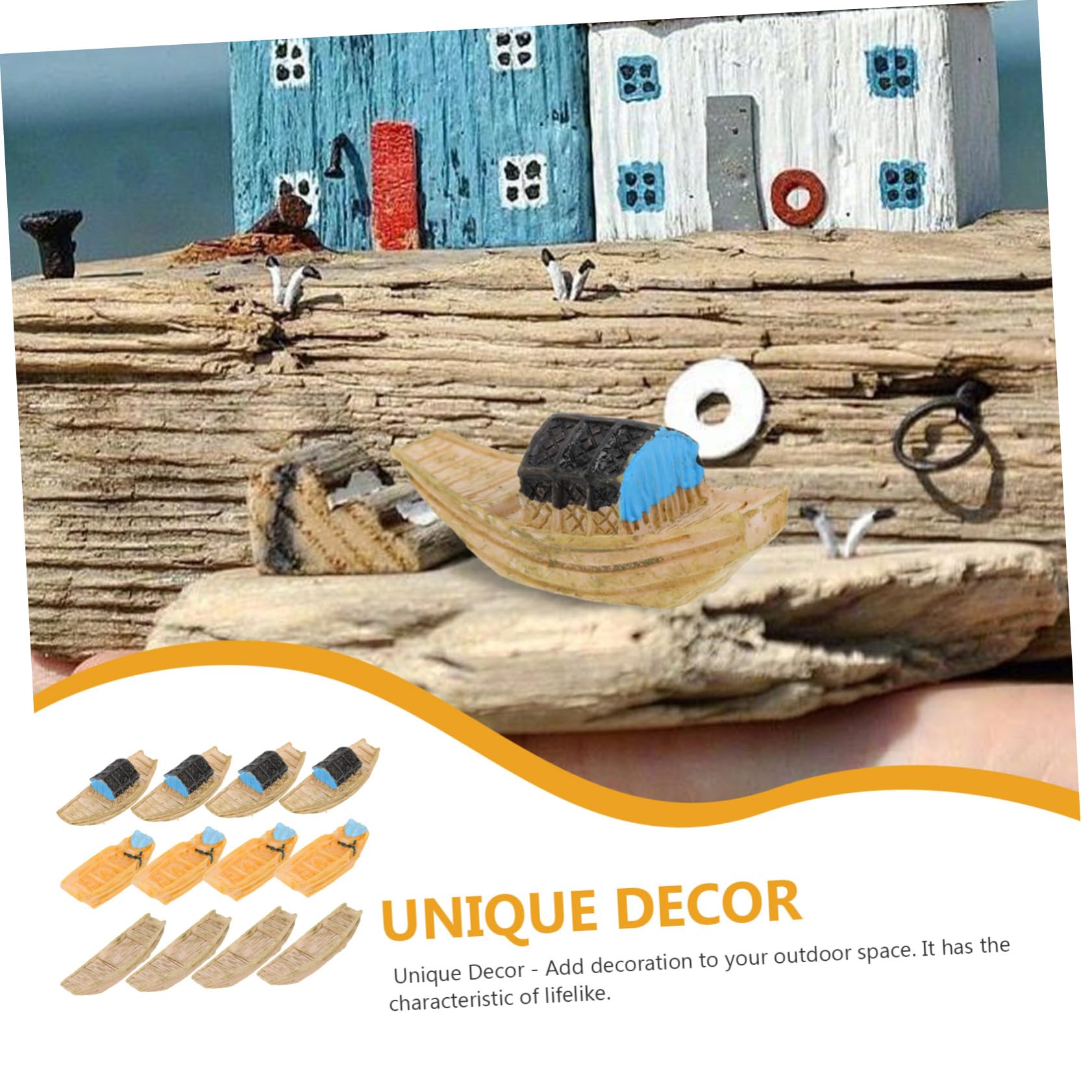 WEKAMOS 8pezzi Decorazioni Nautiche Resina Di Modelli Di Barche Stile Per Decorazioni Da Interni e Mini Paesaggi Ottimo Per Casa e Ufficio