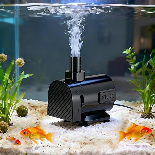 Bomba de agua sumergible de 50 GPH - Bomba de fuente para acuario y pecera Mini, control de flujo ajustable, entrada lateral/inferior de doble Negro