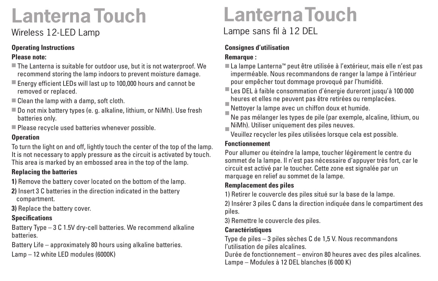 Fulcrum LED Lanterna Touch Wireless Light, biały 0,72 W 120 V