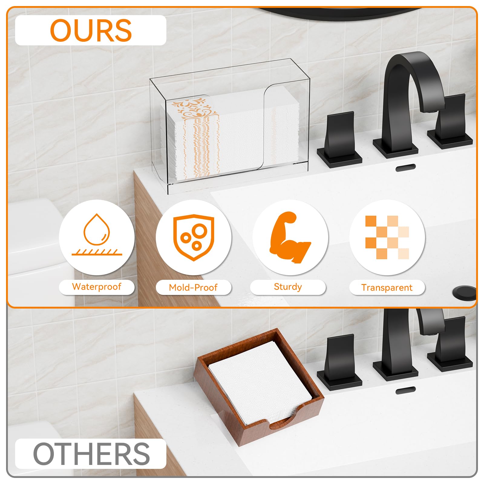 Dispensador de toallas de papel de montaje en pared, dispensador de toallas de papel transparente multipliegue con tapa, adecuado para toallas de papel plegables en Z, plegado en C o multipliegues,