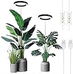 Plant Grow Light,yadoker LED Growing Light Full Spectrum for Indoor Plants,Height Adjustable, Automatic Timer, 5V Low Safe Voltage,Idea for Large Plant Light, 2 Pack
