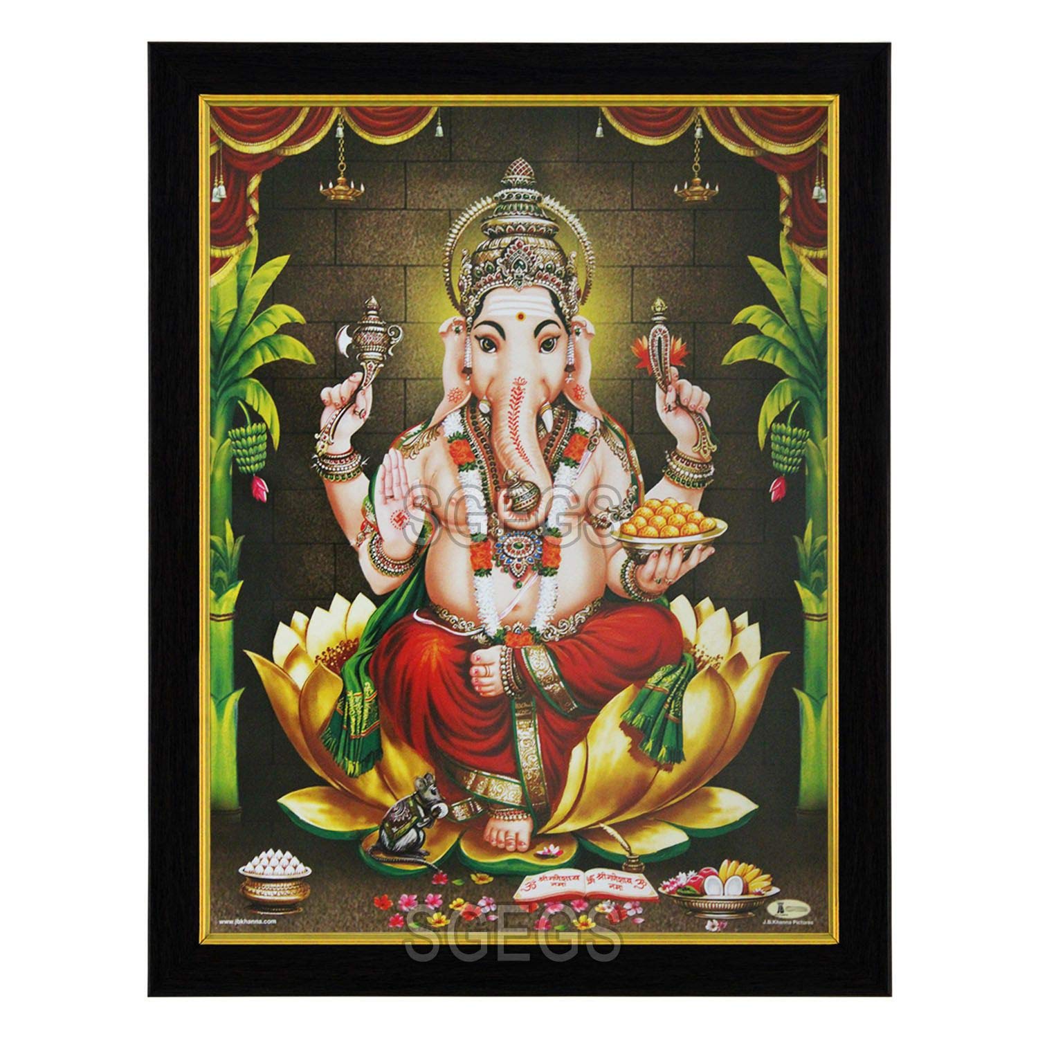 SHREE GANESH ENTERPRISE GIFTING SOLUTIONS God Ganesh Ji HD Photo Frame Ganesha Vinayagar Vinayaka Gajanand Ganapathy (Poster Frame, 23.5X1x31cm)