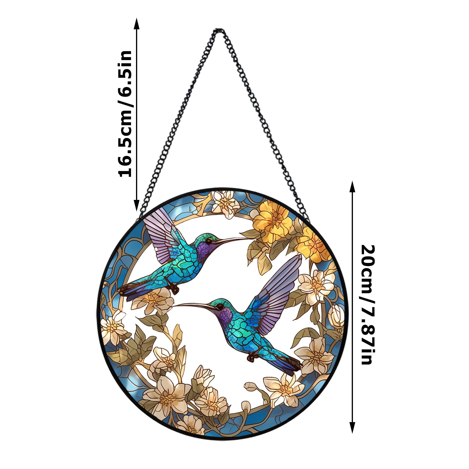 Xuoxeji hummingbird Suncatchers for Windows Hanging 7.87in Gifts for Women Stained Glass Sun Catchers Indoor Window - Image 2
