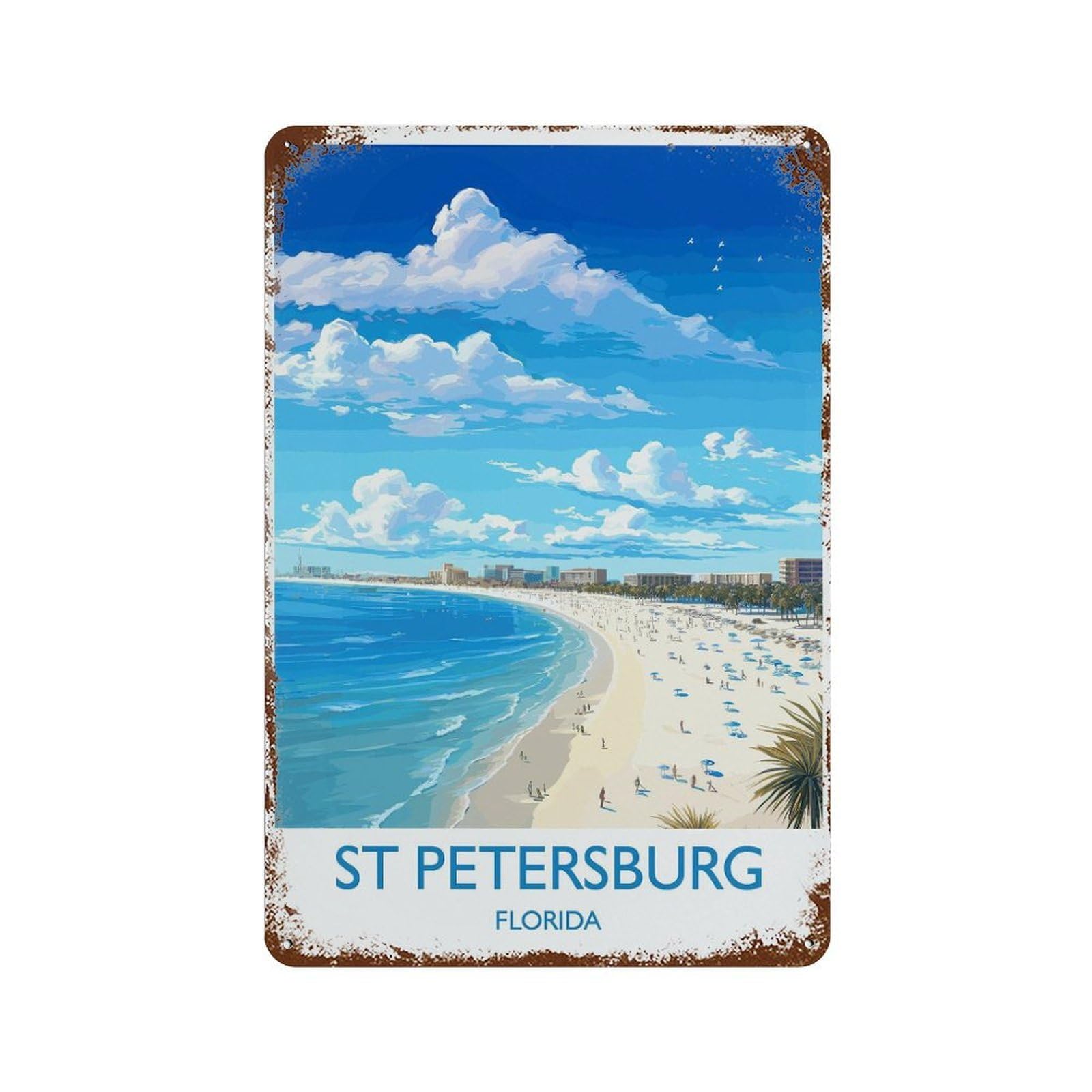 xiaoxiaoshen St Petersburg Travel of Beach Gift Florida USA Wall Decor Art Metal Tin Poster Modern Home Decor Art Home Bar Shop Decorations Vintage Sign 30x20cm