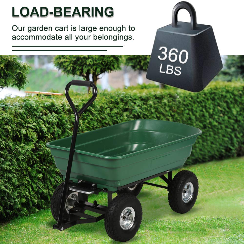 Dkeli Redeo Garden Cart Heavy Duty Utility Lawn Yard Dump Cart Wagon