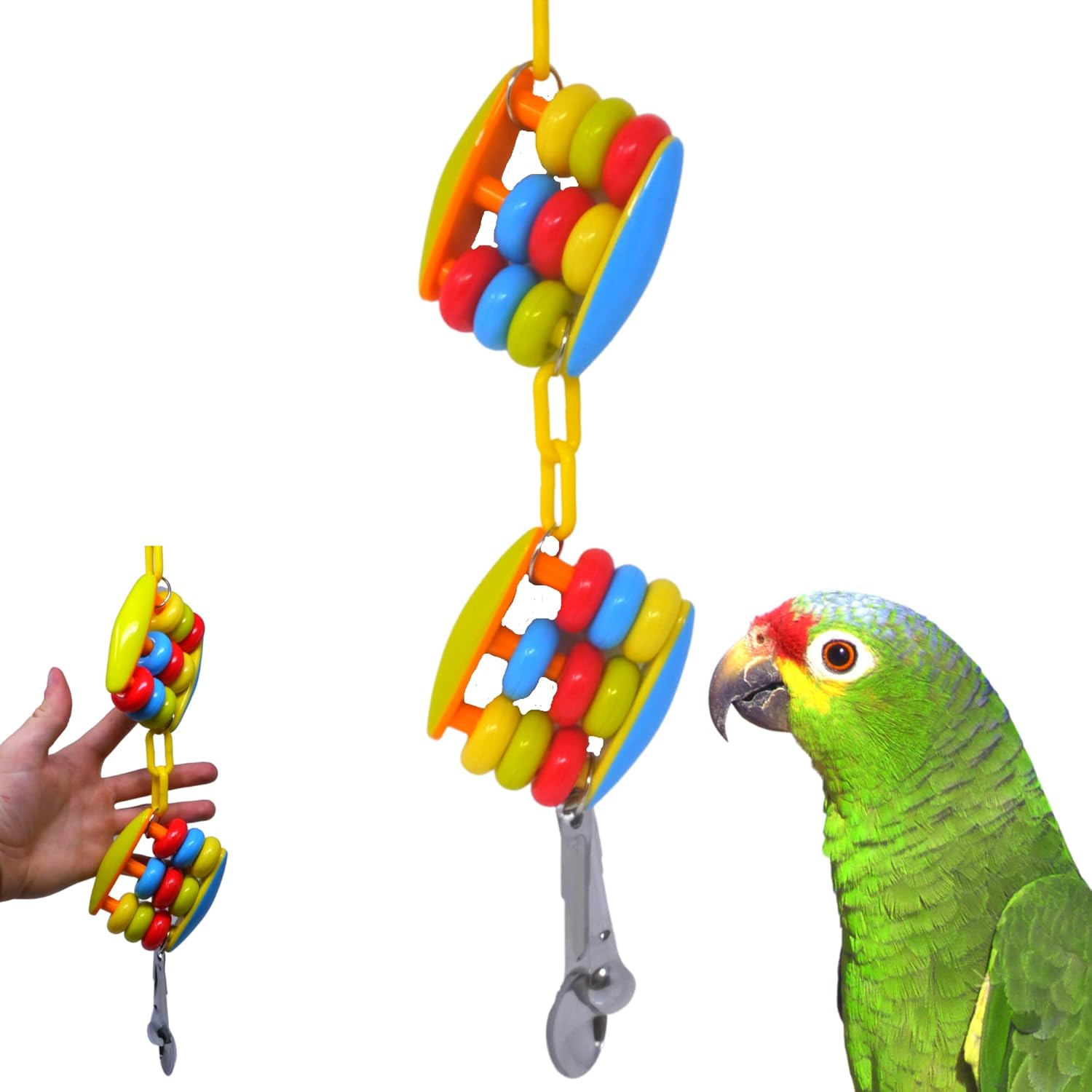 Bonka Bird Toys 2477 Duo Spoon Abacus 18" High by 3" Wide Large Puzzle Cage Toy, Macaw, Cockatoo, Eclectus, and Similar