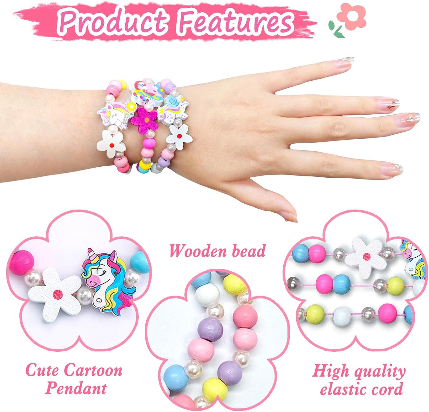 12 Pcs Toddler Bracelets, Unicorn Party Favors, Birthday Goodies Bag Stuffers Fillers, Princess Pretend Play Easter Christmas Jewelry Gift, Valentines Day Gifts for Kids - Image 3