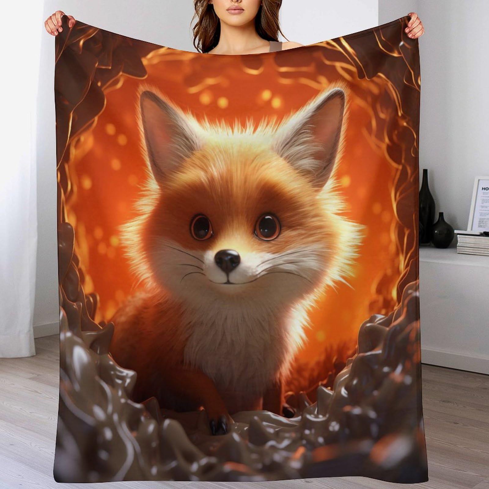 Couverture renard polaire contre le froid plaid léger pour lit et voyage 150x200cm