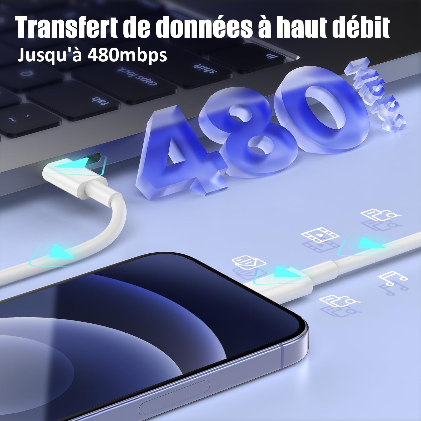 Apple iPhone14 128GB パープル 本体 + USB-Cケーブル L&Lスマホサービス 2m×3本セット 充電 ケーブル iPhone 16e 14