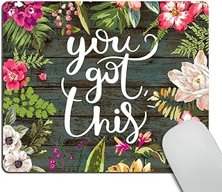 Wasach Floral Mouse Pad Motiavation Quote You Got This Neoprene Inspirational Quote Mousepad Office Space Decor Home Office Computer Accessories Mousepads Watercolor vintage flower design