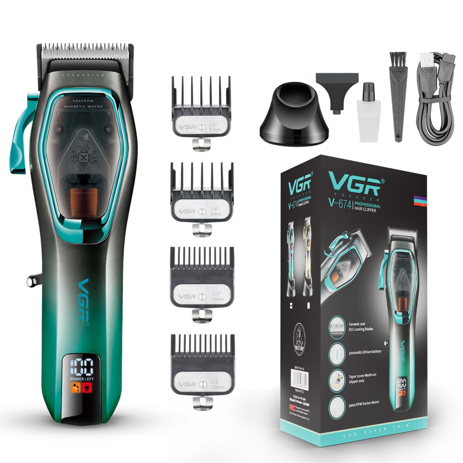 VGR V-674 Hair Clipper on charging base