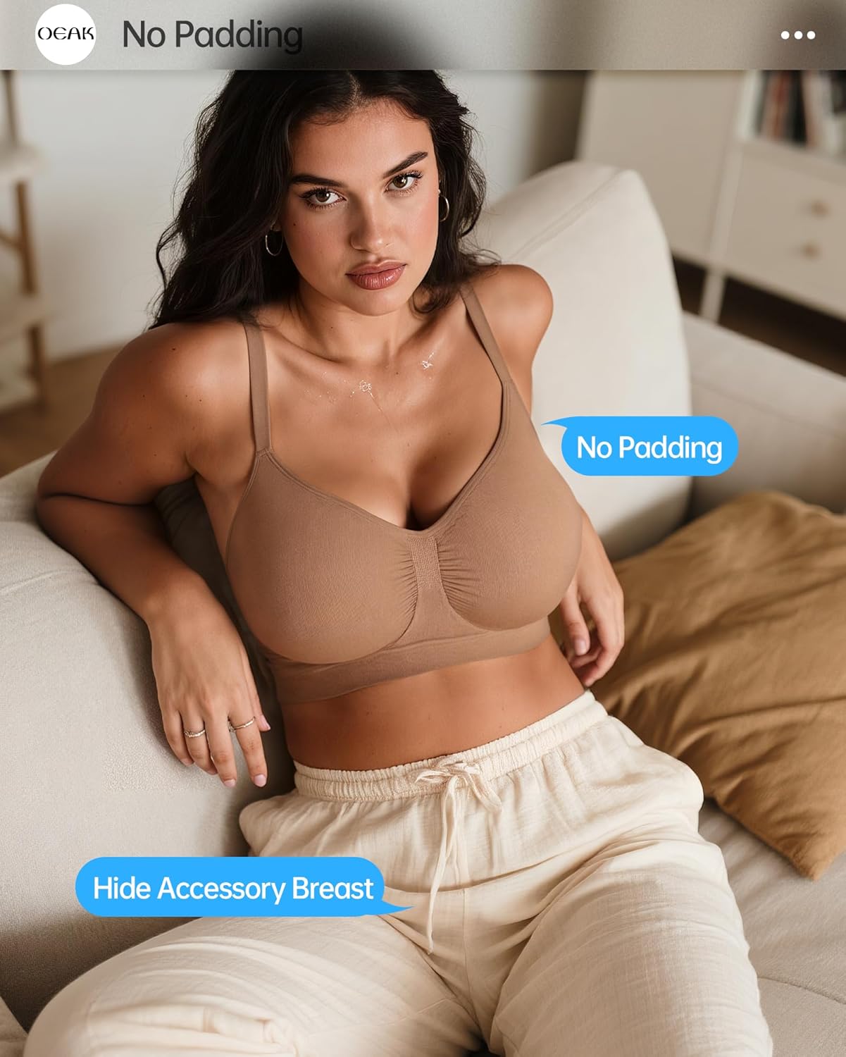 OEAK Bralettes for Women No Padding Comfortable Wireless Bras Seamless Bralette No Underwire Bra Cute Everyday Tshirt Bras - Image 5