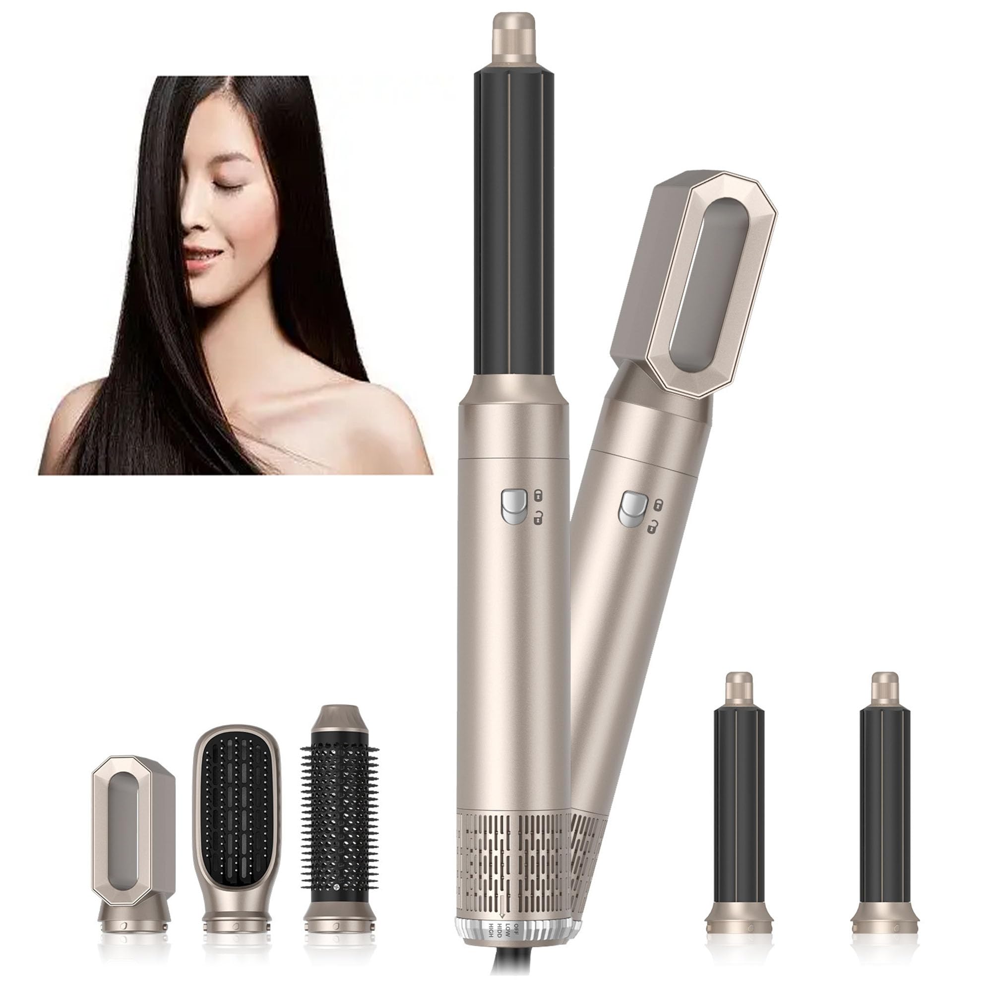 5 in 1 Blow Dryer Brush Set, Air Curler, Wrap Styler for Drying, Curling, Straightening All Hair Types