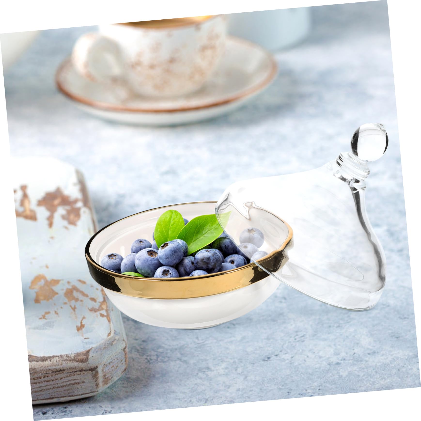 Tazón de Postre con Tapa de Cerámica Blanco 1 Pieza | Uso Múltiple para Pastel Esponjoso, Pudín y Fruta, Acabado Simple y Elegante, Apto para Cenas y Reuniones