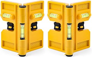Magnetic Post Level, 270° Adjustable Folding Post Level with 3 Vials, Elastic Loop for Hands-free Work - 2 PCS