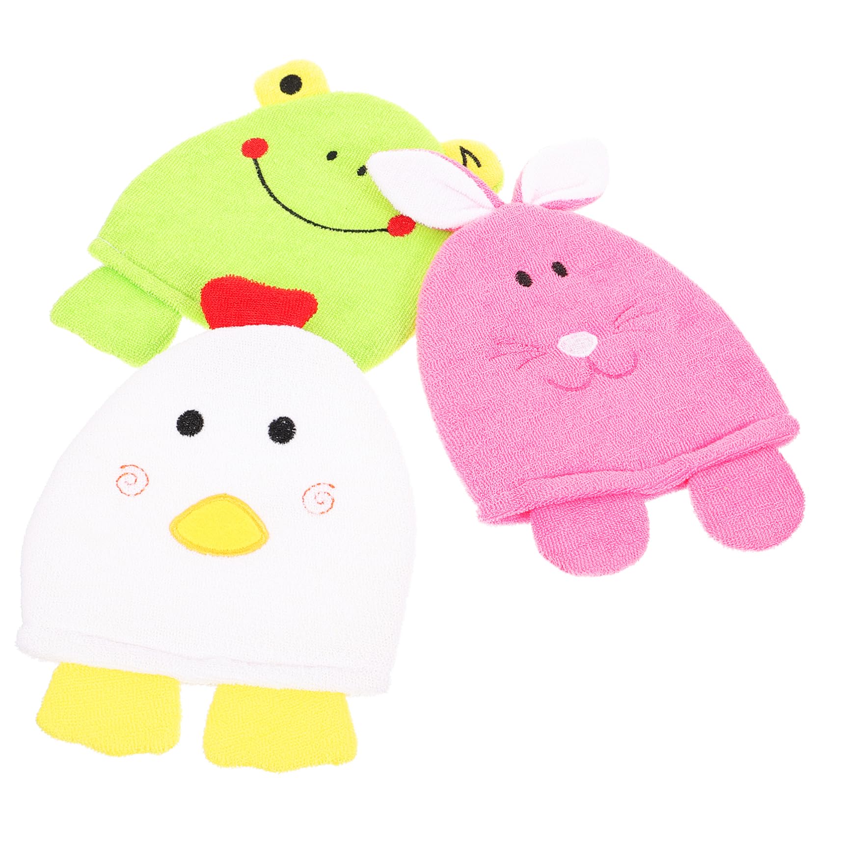 Holibanna 3Pcs Cartoon Bath Mitts for Exfoliating Gloves for Shower Gentle Skin Scrubbers Fun Animal Design for All Skin Types Bath Accessories