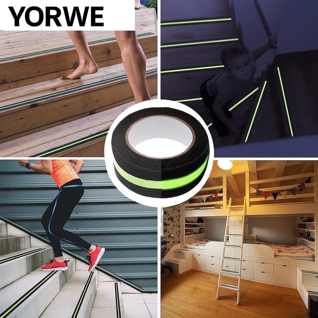 Yorwe Anti Slip Tape for Stairs Waterproof – Non-Skid Safety Gripper Tape for Home Steps, Glow in the Dark Floor Stickers, Anti Skid Tape for Tiles, Surface, and Bat (50MM x 5 Meter) - Image 6 thumbnail