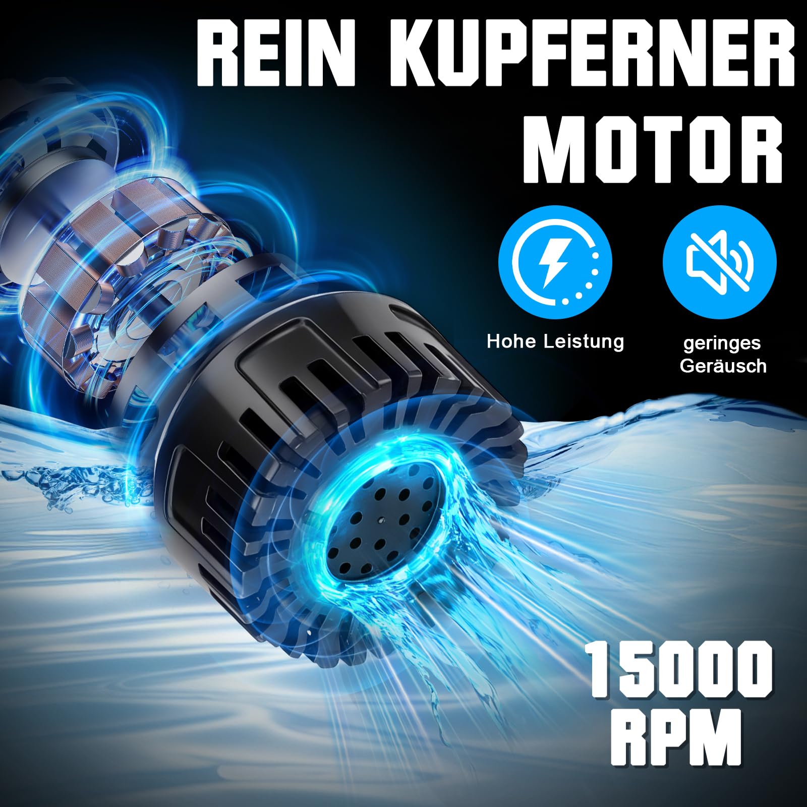 Pompe à eau à batterie avec 2 batteries rechargeables, pompe à eau sans fil, débit maximal 3000 l/h et hauteur d'alimentation 10 m, pompe à pression submersible compatible avec batterie Makita de