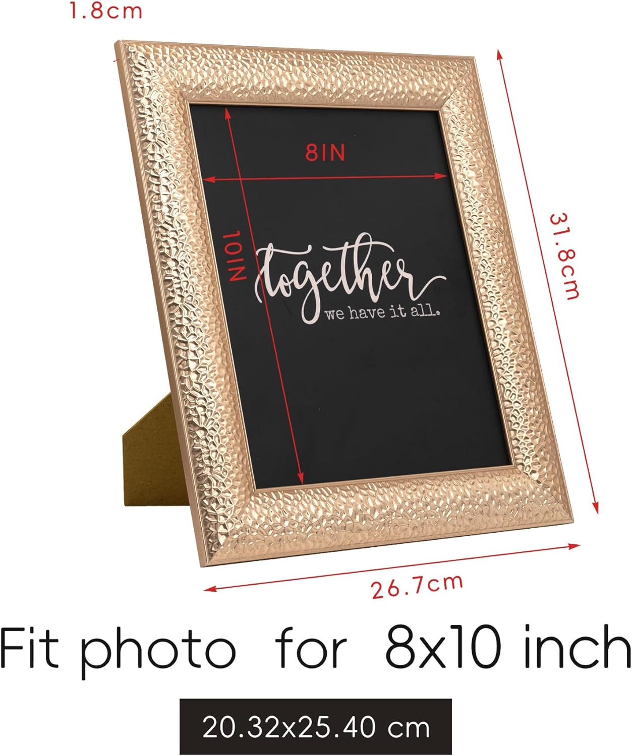 ArtbyHannah 8x10 Inch Gold Picture Frame, Elegant Modern Wedding Photo Frames with Real Glass, Golden Vintage Pictures Framed for Tabletop Display or Wall Hanging (Set of 2)