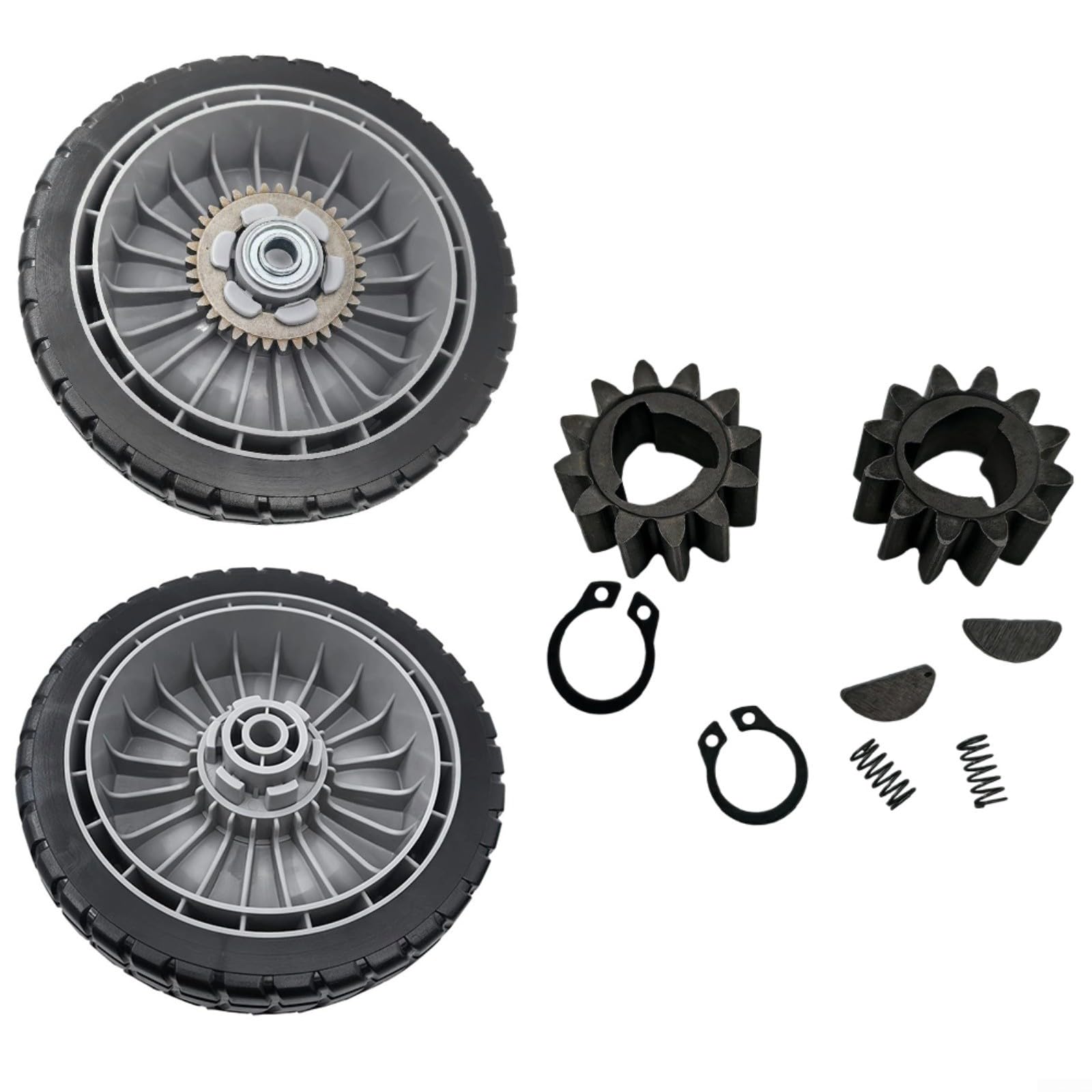 Ruedas cortacésped para Honda HRR216 HRS216 HRT216, 8 pulgadas delantero trasero neumático de repuesto con engranaje de accionamiento, compatible con 44710-VL0-L02ZB (4 piezas delanteras y traseras)